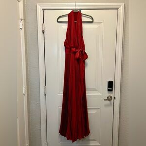 Diane Von Furstenberg Deep Red Pleated Gown Dress